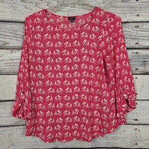 MIX by 41 Hawthorn Elephant Print Blouse Long Sleeve L